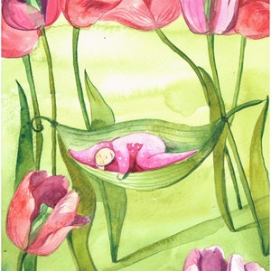 SPRING CHILD, cartolina d'arte, C6, acquerello