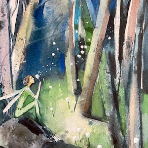 FRÜHLINGSERWACHEN, Aquarellbild, Kunstdruck, A4, handsigniert