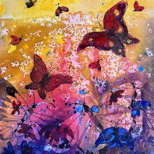 Flug der Schmetterlinge, ORIGINAL, Aquarell, A4