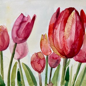 BLUMEN TULPEN, ORIGINAL, Aquarell, A4