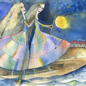 Sternzeichen ZWILLINGE (FRAU), Kunstkarte, C6