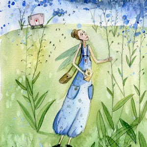 Vergissmeinnicht Elfe, Kunstkarte, C6, Geschenk, Illustration