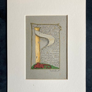 Schmuckinitiale „P“ Original, Gouache, Tusche