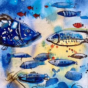 Meer, Fische, Bild, Art Print ,A4, maritimes
