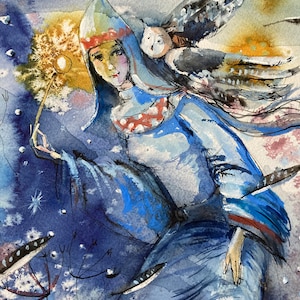 Winter, Aquarellbild, Kunstdruck