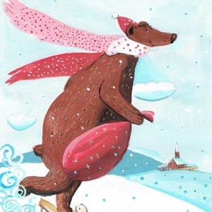 Weihnachten unterwegs, Kunstkarte, Weihnachtskarte, C6