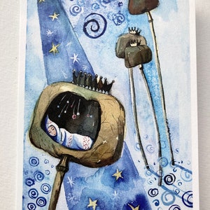WINTERKIND, kunstkaart, C6, aquarel