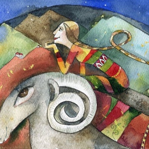 Sternzeichen WIDDER (FRAU), Kunstkarte, C6