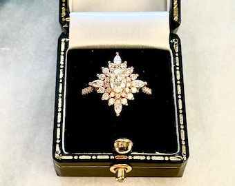 Diamond Double Halo Engagement Ring, 0.5ct Oval Lab Diamond with Certificate, 1.35ctw Diamonds, Oval Engagement Ring, Rose Gold,Vintage Ring