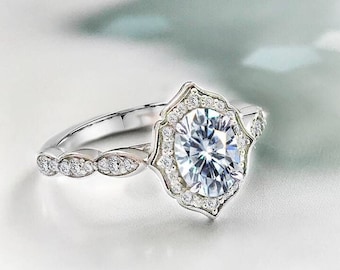 Vintage Engagement Ring, Moissanite Engagement Ring, Vintage Moissanite Ring, Rose Gold Moissanite, Engagement Ring, Art Deco Vintage Ring