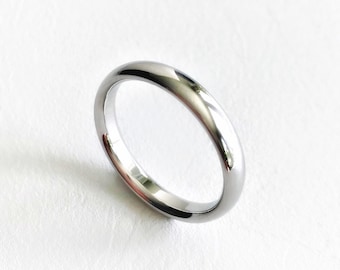 4mm Men's 14K White Gold Comfort Fit Half Round Wedding Band Standard Weight