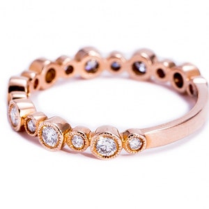 Vintage Rose Gold, Diamond Eternity, Wedding Band, Eternity Diamond image 3