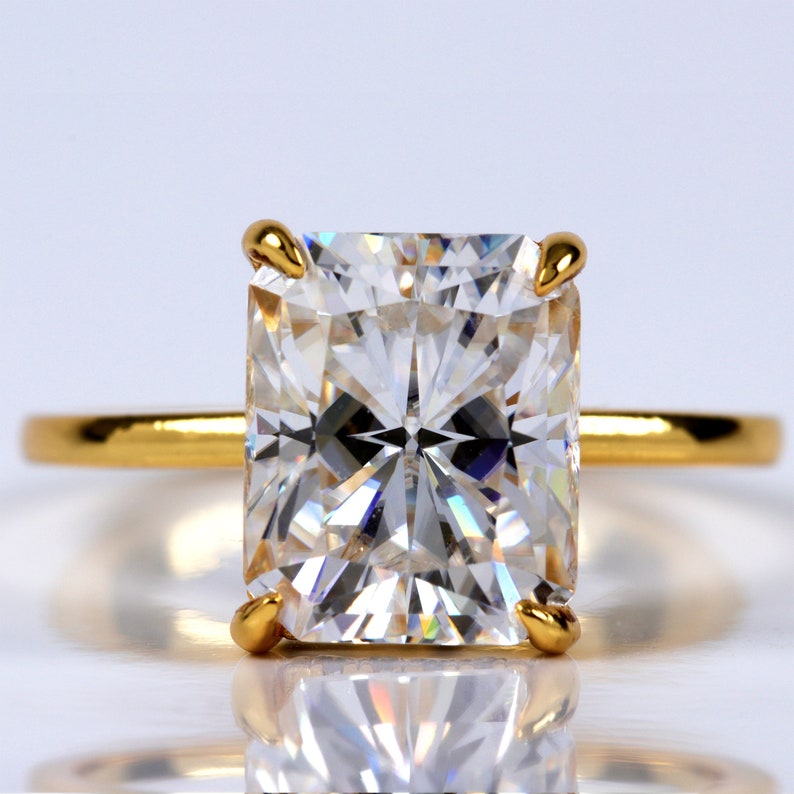 3.5 Carat Radiant Cut Engagement Ring Set - 925 Sterling Silver X-Shaped Band With Cubic Zirconia