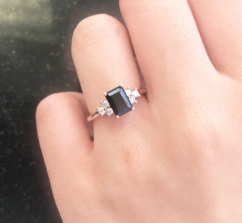 Onyx and Diamond Engagement Ring Etsy