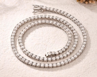 Moissanite Halskette,Kettenhalskette,925 Sterling Silber,Tennis Halskette,Minimalist Halskette,Zierliche Halskette,Versprechen Geschenk für Sie