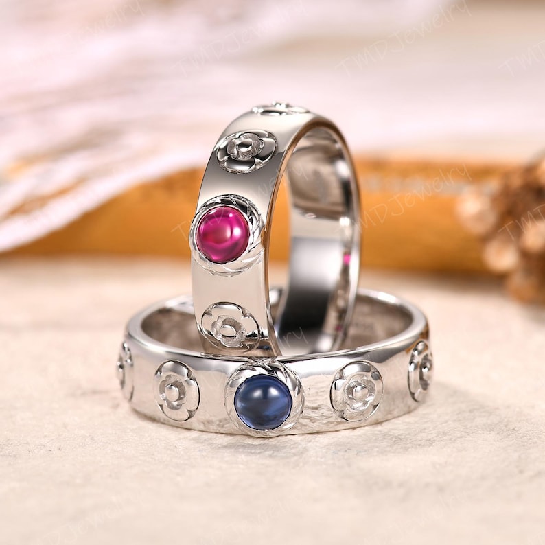 Howls Riung Howls Moving Castle Ring 4mm Round Shaped Natural Red Ruby Wedding Band ...