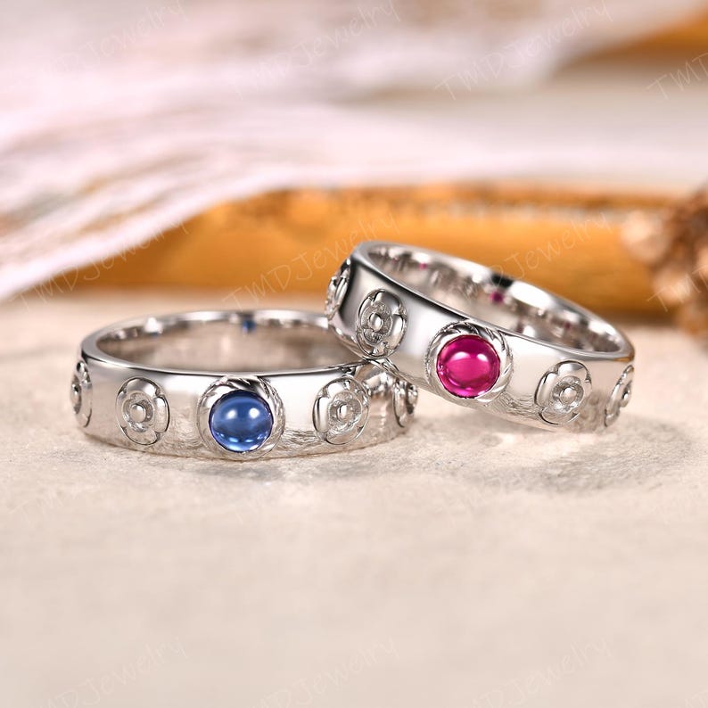 Howls Riung Howls Moving Castle Ring 4mm Round Shaped Natural Red Ruby Wedding Band ...