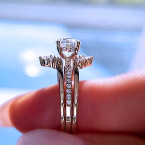 1.27ct Round Lab Diamond Bridal Set: Rose Gold Hidden Halo Engagement Ring image 5