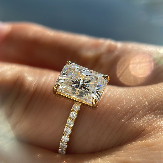 2.7ct Radiant Cut Moissanite Diamond Engagement Ring Forever