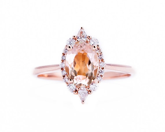 Conflict Free, Oval Cut Morganite, Rose Gold Band