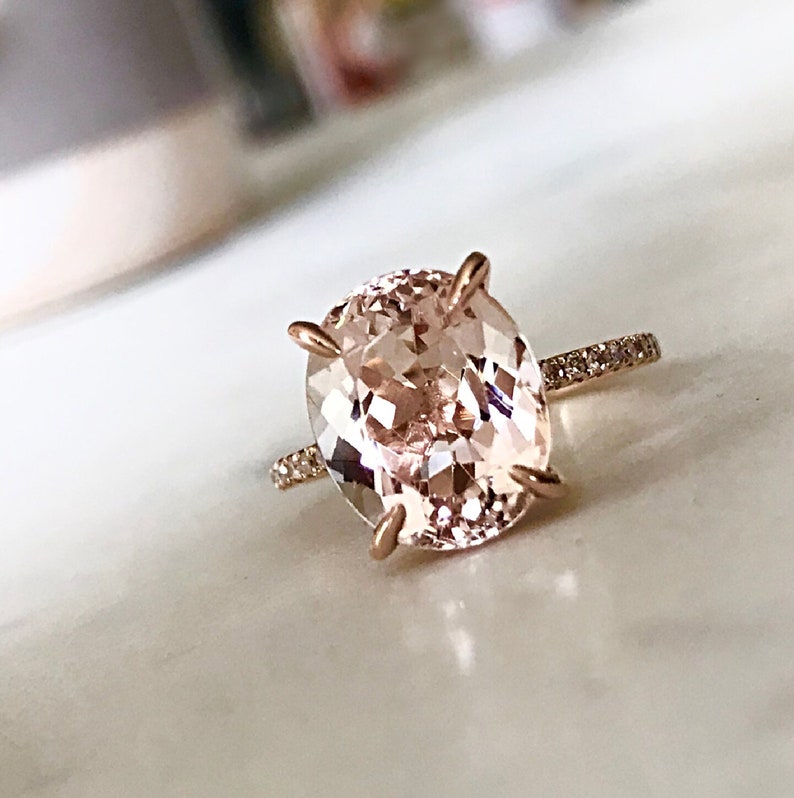 Morganite Engagement Ring Pink Morganite Ring Rose Gold | Etsy