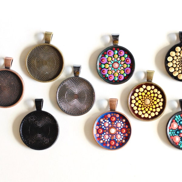 Pendants for Dot Mandala Painting 1.25"  bronze, black, silver, copper, gold