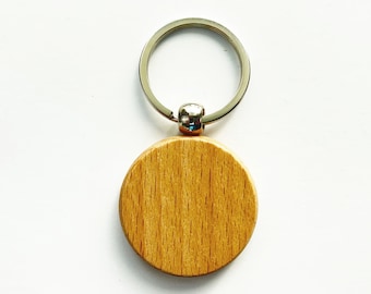 Round Wood Keychain