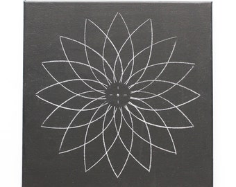 12" Lotus Mandala Stencil - Reversible - Large Lotus Flower Stencil for dot mandala canvas