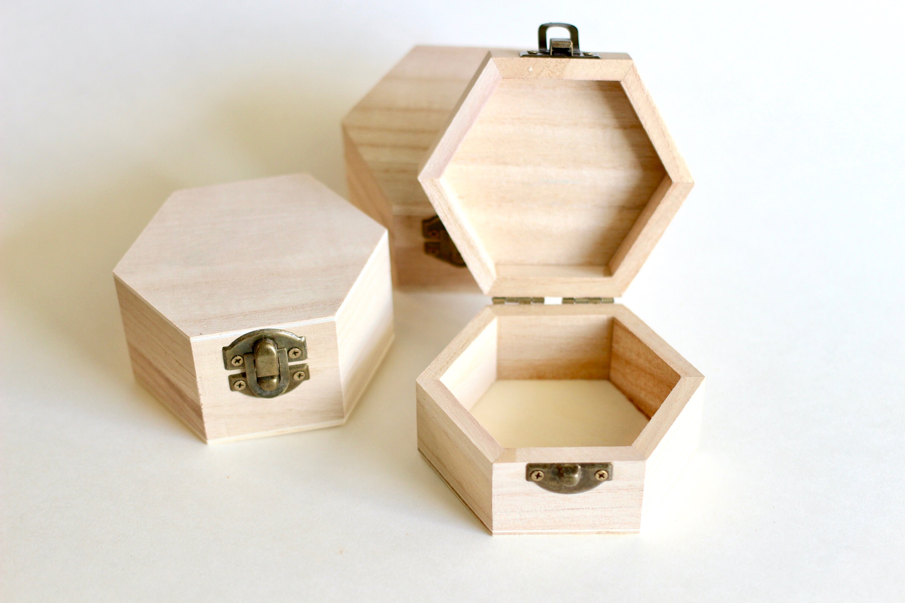 Wooden Hexagon Jewelry Box Unpainted 3.5 X 2 Etsy