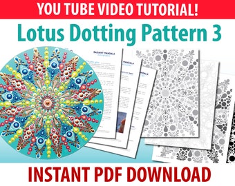 Lotus Dot Mandala Pattern #3 - PDF Digital Download with YouTube Video Tutorial