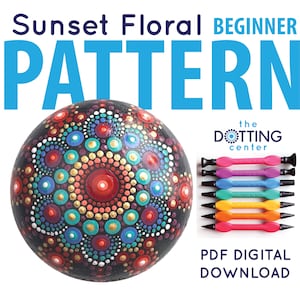 Sunset Floral Dot Mandala Pattern PDF (Digital Download) Beginner level