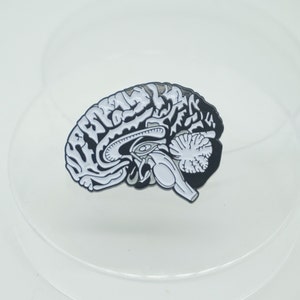 Sagittal Brain Enamel Pin - anatomy - medical