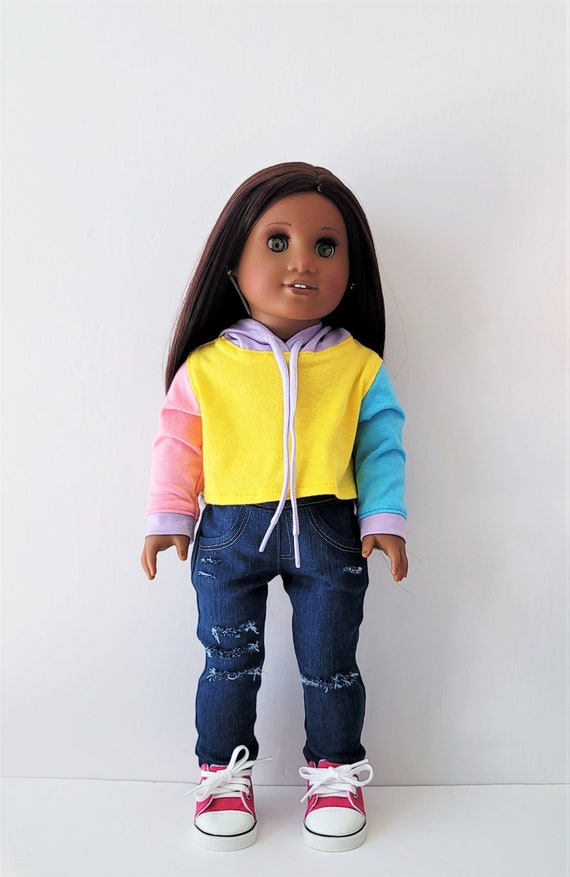 color block cropped hoodie