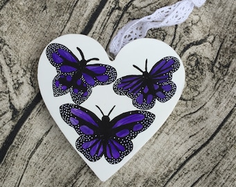Hand-painted wooden heart
