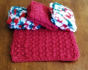 Crochet Wash Cloths, Eco Friendly Wedding Gift, Practical Gifts for Mom, Bridal Shower Gift for Bride, Housewarming Gift for New Home , Best