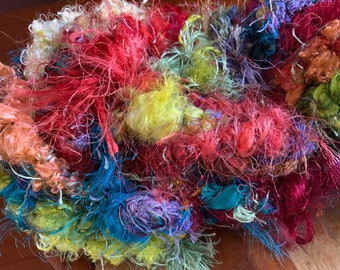 Art Yarn- Hand Spun Silk Threads- 20 Yards