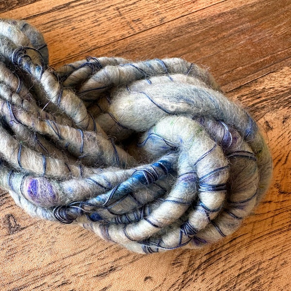 Art Yarn- Hand Spun & Hand Dyed Wool Blend- 15 Yards