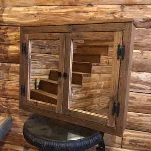 Reclaimed oak barnwood medicine cabinet