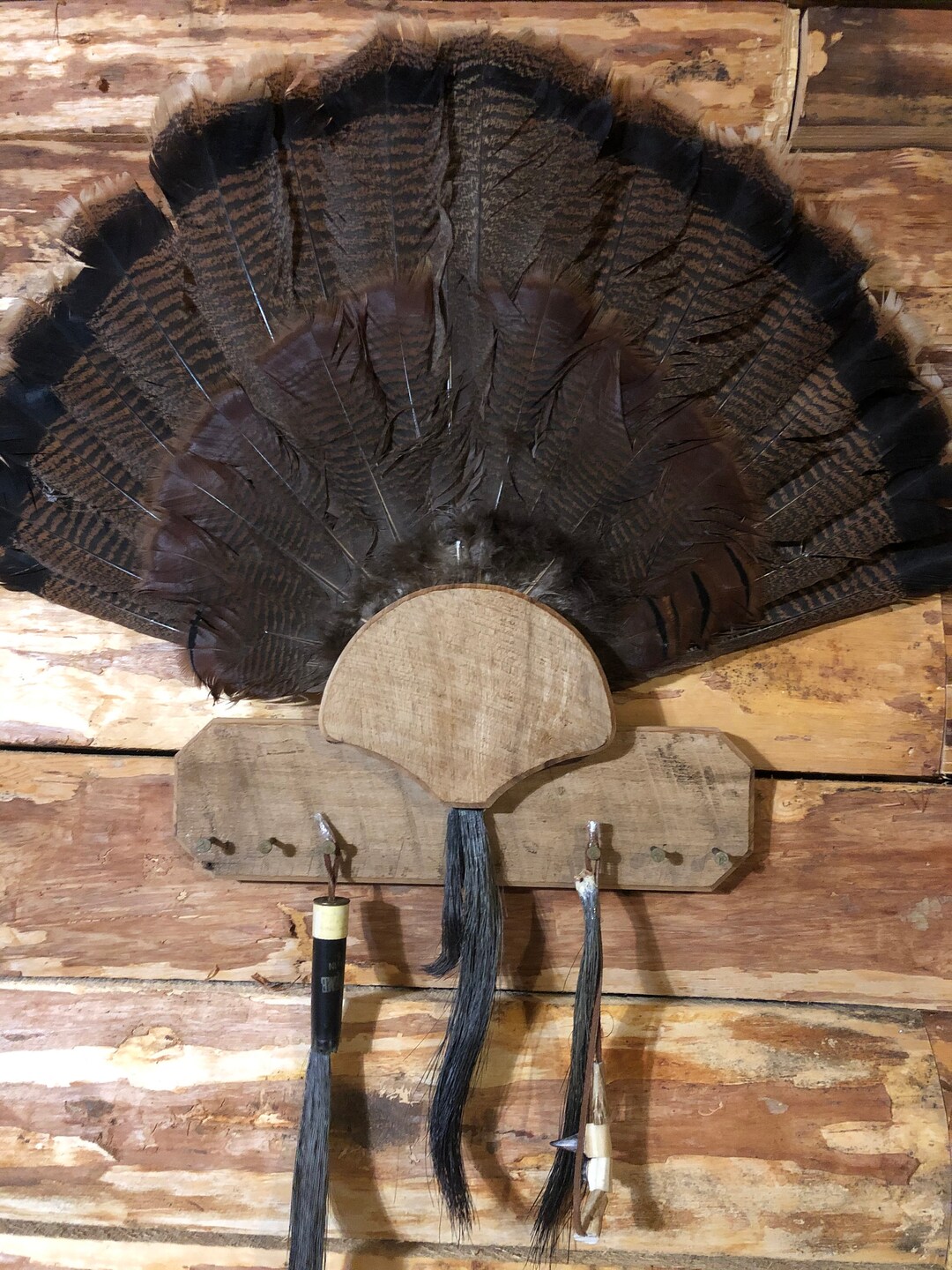 Rough Sawn Oak Multi Beard Turkey Fan Plaque Etsy