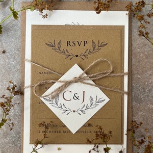 Woodland, Rustic wedding invitation, Bundle invitation - kraft - twine - SAMPLE