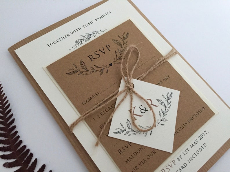 Woodland, Rustic wedding invitation, Bundle invitation - kraft - twine - SAMPLE 