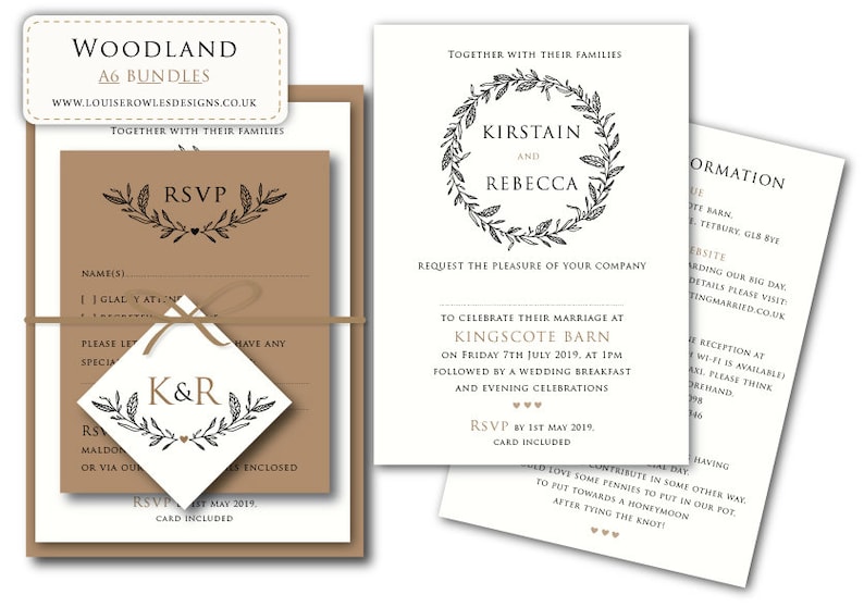 Woodland Rustic Wedding Invitation Bundle Invitation Kraft Etsy Canada