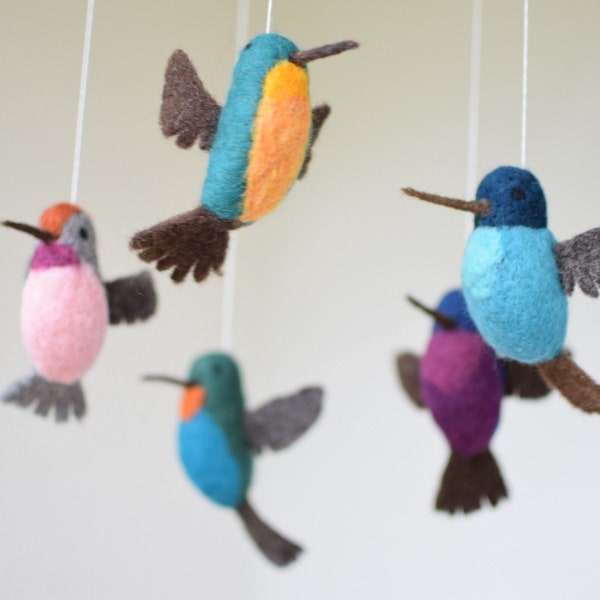 Mobile Kolibri - Nadel gefilzt Mobile - Baby Mobile - Mobile Vogel - Kinderzimmer - Geschenk - Babyzimmer - Naturwolle