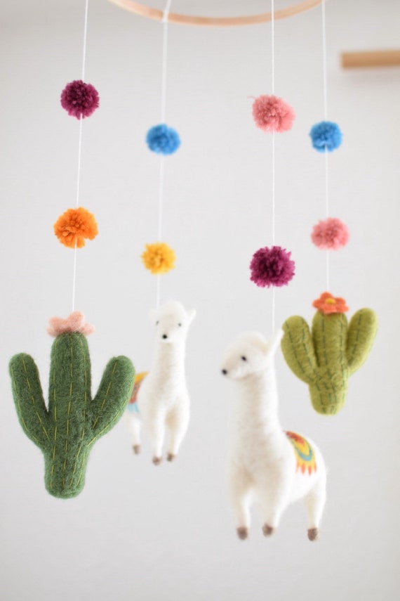 Baby Mobile Lama & Kaktus, Filz Alpaka, Kinderzimmer Deko, Geschenk Zur  Geburt, Geburtstag - Etsy