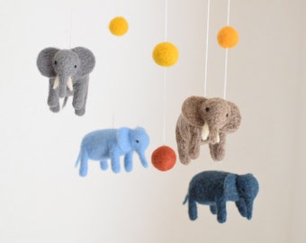 Mobile - Elefanten Mobile - nadelgefilzte Elefanten - Kindergarten Mobile - Kinderzimmer Deko - Baby Geburt Geschenk - Kinderzimmer