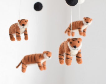 Mobile Tiger, Baby Mobile, Nadelgefilzte Tiere, Filz Tiger, Kinderzimmer Dekoration, Geschenk für die Geburt, Geburtstagsgeschenk