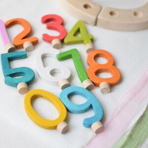 Bunte Holzzahlen Set für Geburtstagsring / Zahlen Stecker Geburtstag Kinder / Waldorf Geburtstagskranz Deko / Number Toppers Holz immagine 3