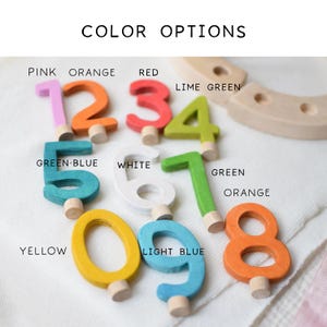 Bunte Holzzahlen Set für Geburtstagsring / Zahlen Stecker Geburtstag Kinder / Waldorf Geburtstagskranz Deko / Number Toppers Holz immagine 4
