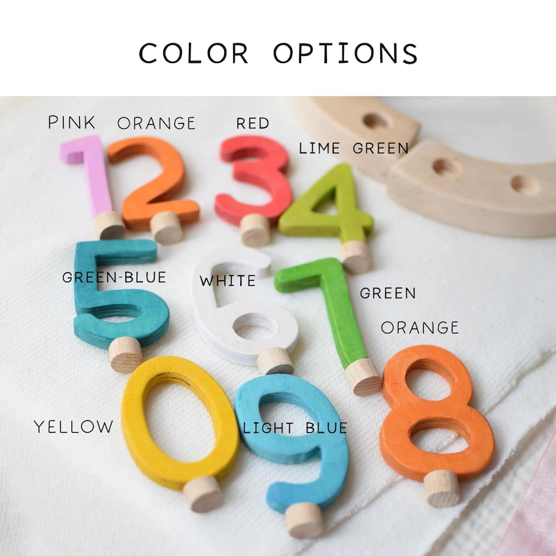 Bunte Holzzahlen Set für Geburtstagsring / Zahlen Stecker Geburtstag Kinder / Waldorf Geburtstagskranz Deko / Number Toppers Holz immagine 4