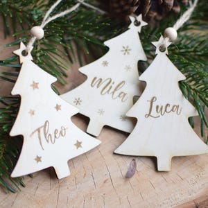 DERAYEE 8-teiliges Holz Weihnachtsbaumschmuck Set – Selbst Gestalten, Mit Aufhängeschnüren